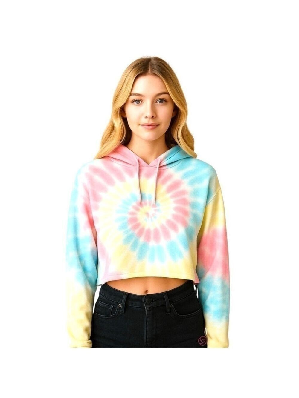 FOREVER 21 Active Tie Dye Crop Oversize Pullover Hoodie Long Sleeve Size XS